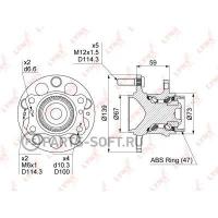 LYNXAUTO WH1487 Подшипник ступицы задн.HYUNDAI ELANTRA 10/VELOSTER 2011