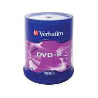 Verbatim Носители информации DVD+R, 16x, Verbatim Azo Matt Silver, Cake/100, 43551