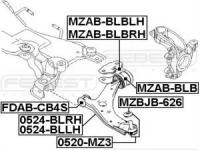 Сайлентблок задний переднего левого рычага Febest MZAB-BLBLH Mazda: B39D-34-300 BBM234300 #BV61-3A424-AAB BBM2-34-350A