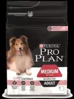 Purina Pro Plan ADULT DOG OPTIDERMA MEDIUM SENSITIVE SKIN Сухой корм для взрослых собак средних пород с Чувствительной кожей с Лососем и Рисом 14 кг. (12272438)