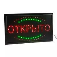 Светодиодная LED вывеска Открыто 48см, мигающая