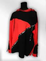 Кофта мужская анорак красный с капюшоном и черными цветом спортивная