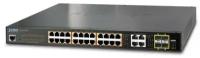 Planet IPv6/IPv4, 24-Port Managed 802.3at POE+ Gigabit Ethernet Switch + 4-Port Gigabit Combo TP/SFP (440W)