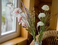 Искусственные цветы "Полевые георгины", декоративная ветка, полиэстер, розовые, 60 см, Kaemingk
