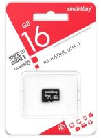 Карта памяти microSD Smartbuy 16GB Class10 UHS-I (U1) 10 МБ/сек без адаптера