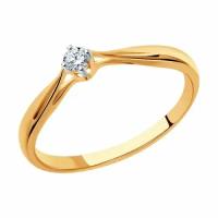 Золотое помолвочное кольцо Diamant online с бриллиантом 114424, Золото 585°, размер 17