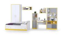 Детский комплект мебели с кроватью Альфа-24 цвет солнечный свет/белый премиум/стальной серый/тёмно-серый