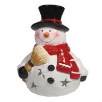 Новогоднее украшение Снеговик с метлой со светодиодной подсветкой