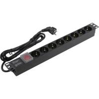 Exegate EX280843RUS Блок розеток ExeGate ServerPro PDU-19H804 Al-8S-EU2.5-SW, 19",1U,алюм, 8Schuko, евровилка, 2.5м