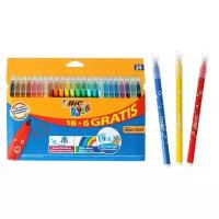 Фломастеры 24 цвета, детские, смываемые, среднее письмо, BIC Kid Couleur