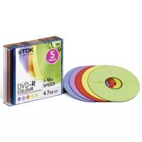 TDK Диск TDK DVD-R 4,7Gb 16x slim colour