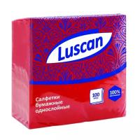 Салфетки бумажные Luscan 1-слойные 24х24 красные 100 штук в уп 476875