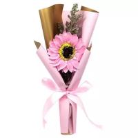 Мыльный цветок в подарочной упаковке "Love" Baziator гербера розовая