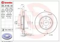 Диск тормозной передний mitshubishi lancer 9 brembo 09.a148.41