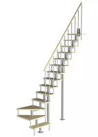Модульная малогабаритная лестница Компакт 3150-3375, Серый, Сосна, Нержавеющая сталь