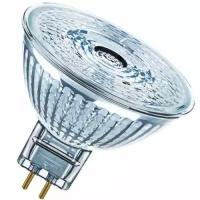 Лампа OSRAM LED Star GU5.3 MR16 12В 5Вт, светодиодная LED, 350 лм, эквивалент 35Вт, тёплый свет 3000К, прозрачная