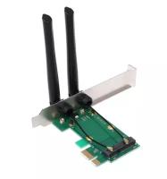 Wi-Fi сетевая карта PCI-Ex1 (2 съемные антенны)