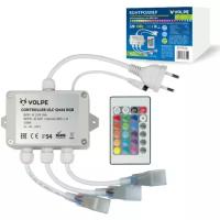 Контроллер для управления светодиодными ULC-Q444 VOLPE RGB WHITE ULS-5050 лентами 220В, 3 выхода, 1440Вт, с пультом ДУ ИК