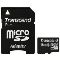 Transcend Карта памяти Transcend Premium microSDHC 16Gb UHS-I Cl10 +ад, TS16GUSDHC10 (2 штуки)