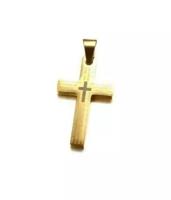 Крест Everiot SPD-XP-2714 из стали с молитвой "Отче наш" на английском языке (Желтое золото)