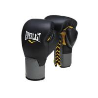 Боксерские перчатки Everlast тренировочные на шнуровке Pro Leather Laced черные