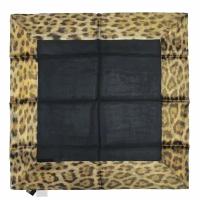 Черный платок с леопардовой каймой Roberto Cavalli 844293
