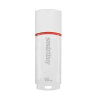 Smartbuy Флешка Smartbuy Crown White, 16 Гб, USB2.0, чт до 25 Мб/с, зап до 15 Мб/с, белая