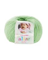 Пряжа Alize baby wool - 6 шт, 188 светлый салат, 175 м/50г, 40% шерсть, 20% бамбук, 40% акрил /Ализе беби вул/