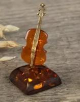 Сувенир из латуни и янтаря "Скрипка"
