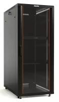 Hyperline TTB-4288-AS-RAL9004 Шкаф напольный 19-дюймовый, 42U, 2055x800х800 мм (ВхШхГ), передняя дверь стеклянная, задняя дверь сплошная, ручка с замком, 2 вертикальных кабельных организатора, цвет черный (RAL 9004) (разобранный)