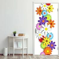 Наклейка на дверь «Узор из 3Д цветов»