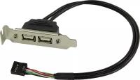 Планка портов в корпус ORIENT C026, 2xUSB 2.0, Low Profile, длина кабеля 30см, oem (30826)