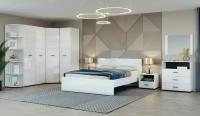 Комплект спальной мебели GLOSS 2 с угловым шкафом и кроватью 140х200 см, Белый глянец