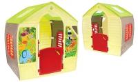 Игровой домик Mochtoys зеленый с красными дверями