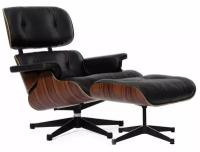 Кресло дизайнерское с оттоманкой Eames Style Lounge черное