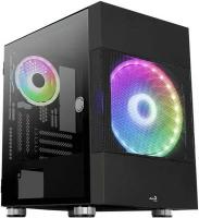 Aerocool Корпус Aerocool Atomic-G-BK-v2 (2xUSB, 2xAudio, 0.5 мм, (200+140) мм FAN, прозрачная стенка-закаленное стекло, mATX, без