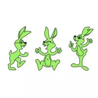 Наклейка виниловая светящаяся "Веселые кролики" 3 шт, лист 20х10 см