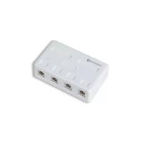 Розетка компьютерная настенная RJ-45 cat.5e модуль кистоун UTP 4 порта RJ45(8P8C) 110IDC (KR-WOC