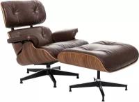 Кресло Eames Style Lounge Chair & Ottoman Premium состаренная кожа