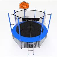 Каркасный батут i-Jump Basket 8ft blue баскетбольный щит, защитная сетка 150 см, диаметр 2.44 м, макс. нагрузка 150 кг