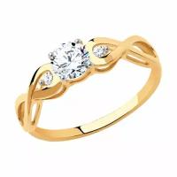 Золотое кольцо Diamant online 115849 с фианитом, Золото 585°, 15,5