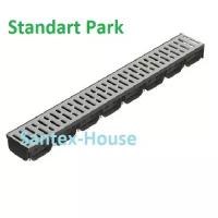 Лоток водоотводный StandartPark Spark 3 пластиковый DN100 h100 с решеткой щелевой стальной оцинкованной (комплект) (088201)