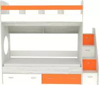 Двухъярусная кровать Юниор 1 90x200 Винтерберг Оранжевый/Белый
