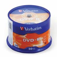 Диски DVD-R VERBATIM 4,7 Gb 16x Cake Box (упаковка на шпиле)