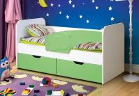 Детская кровать Винни-Пух 190 правая белый/светло-зеленый матовый