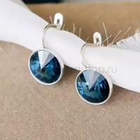 Серьги Чародейка с синими кристаллами Swarovski