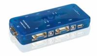 4-1 VGA USB KVM переключатель, switch коммутатор 1920*1440 с полным комплектом кабелей и поддержкой горячих клавиш для переключения на клавиатуре