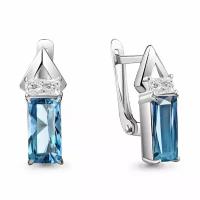 Серебряные серьги Aquamarine А4765488 с фианитом и турмалином, Серебро 925°