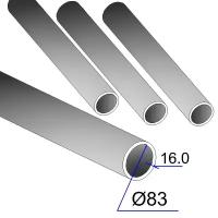 Труба бесшовная (б/ш) размер 83х16 мм бесшовная сталь 20 стальная горячекатаная металлическая без шва L=10 м