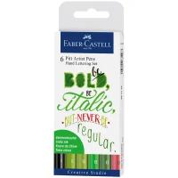 Набор капиллярных ручек Faber-Castell «Pitt Artist Pen Lettering» ассорти, 6шт., 0.3мм/Brush, евр